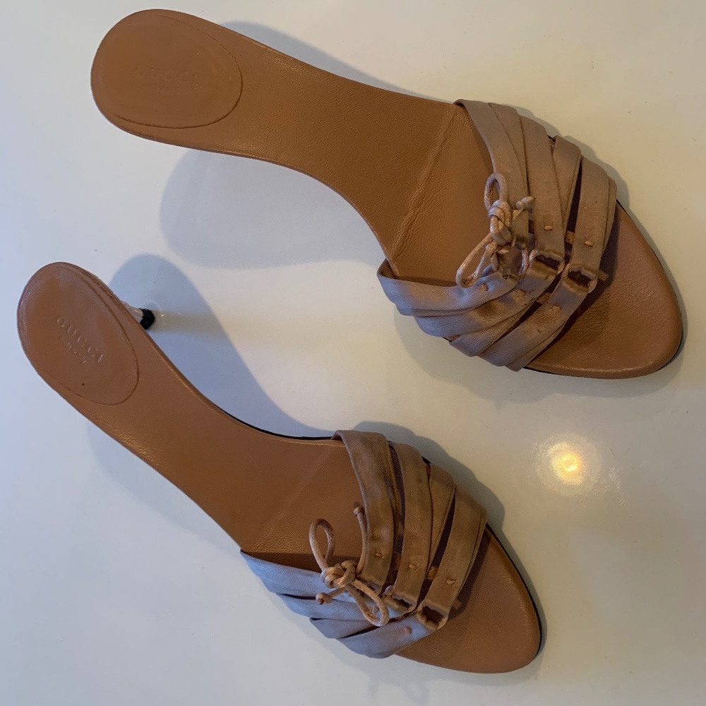 VINTAGE SATIN GUCCI SLIDES